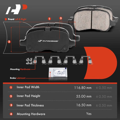 Set of 4 Front Ceramic Brake Pads for Toyota Corolla, Chevy Prizm (1998–2002)