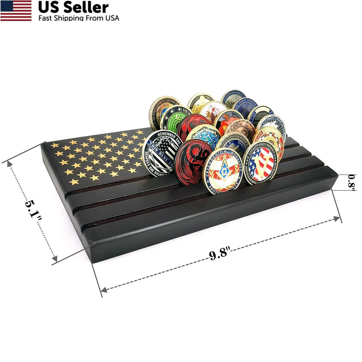 6 Rows Coin Holder Display Stand for Military Collectibles