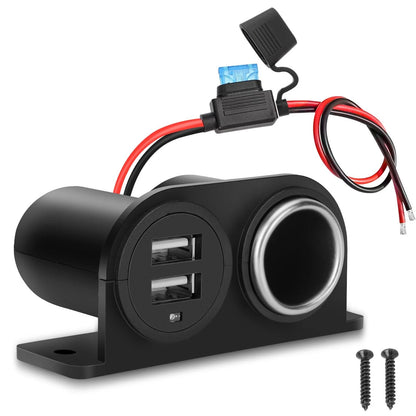 1PCS Dual USB Outlet Cigarette Lighter Socket Splitter for Universal Use