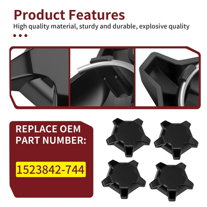 4X Matte Flash Black 5 Lug Rim Cap for Polaris RZR Turbo Pro R (2022–2024)