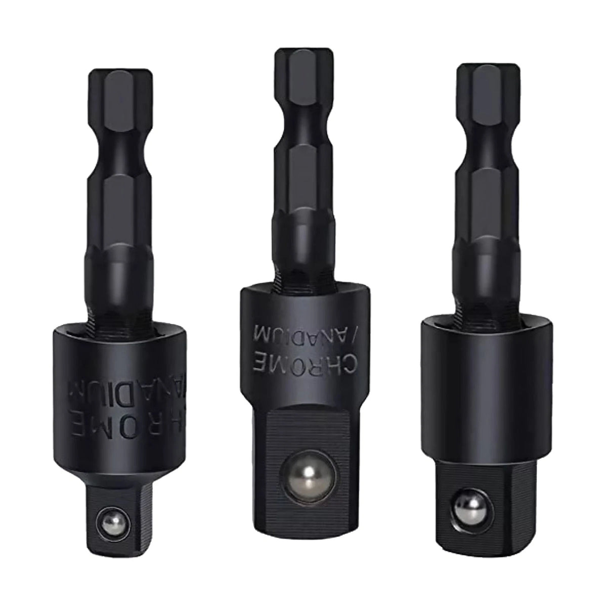 3pcs 360 Degree 1/4in Hex Shank Extension Socket Adapter for Automotive