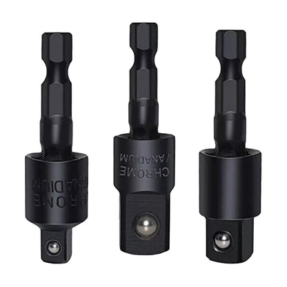 3pcs 360 Degree 1/4in Hex Shank Extension Socket Adapter for Automotive