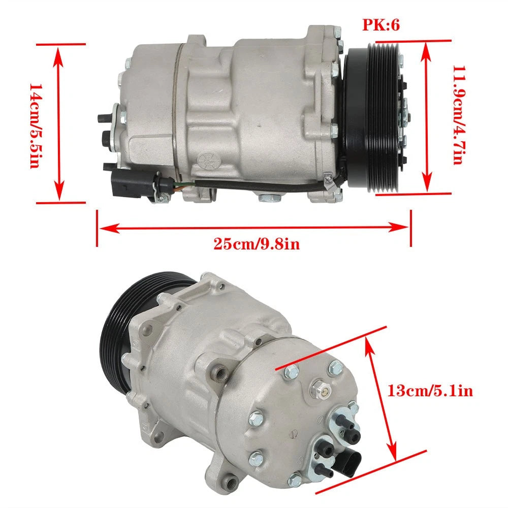 A/C Compressor with Clutch for VW Jetta Golf Beetle (2001–2005) BCK7084K, 1J0820803B, 1J0820803L, 1J0820803F