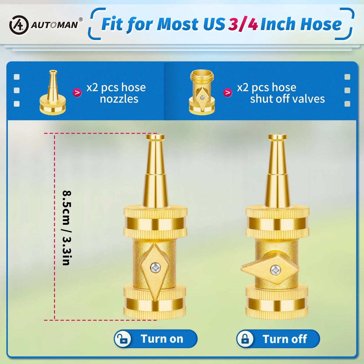 Set of 4 Brass Hose Nozzles for Automan High Pressure Jet