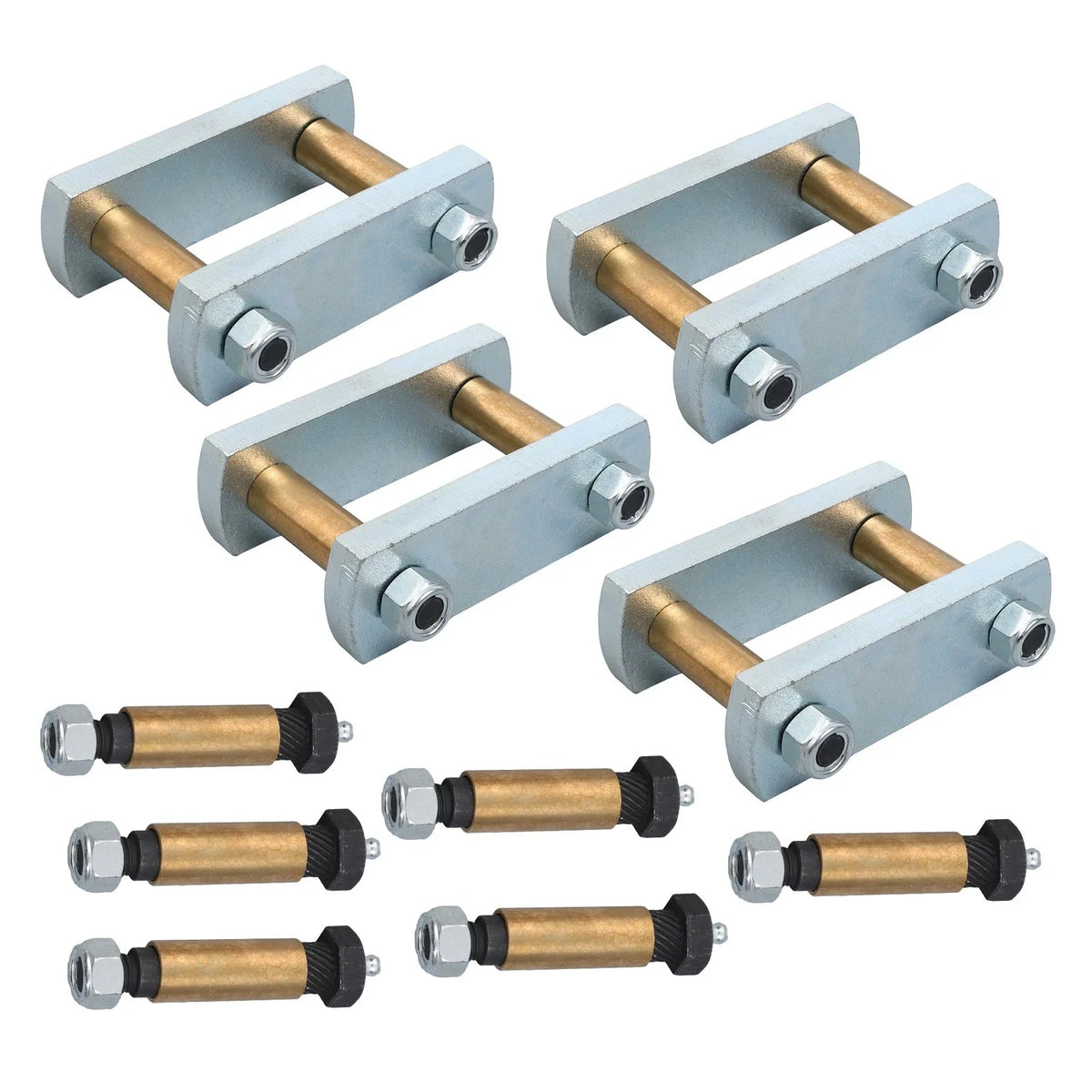Set of 4 Greasable Shackle Spring Bolt Link Kit for Tandem Axle Trailer (3.125")