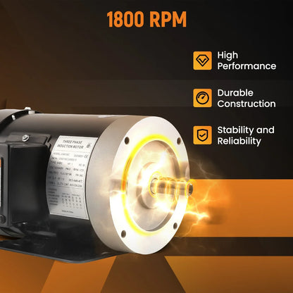 1HP Electric Motor 1800RPM 230V/460V 56C Frame 5/8" Shaft (Three Phase)
