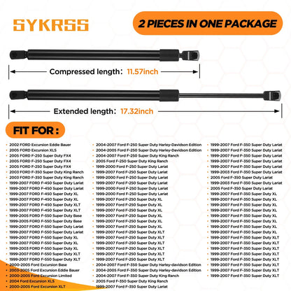 2X Front Hood Lift Supports For Ford Excursion F-250 F-350 1999–2007