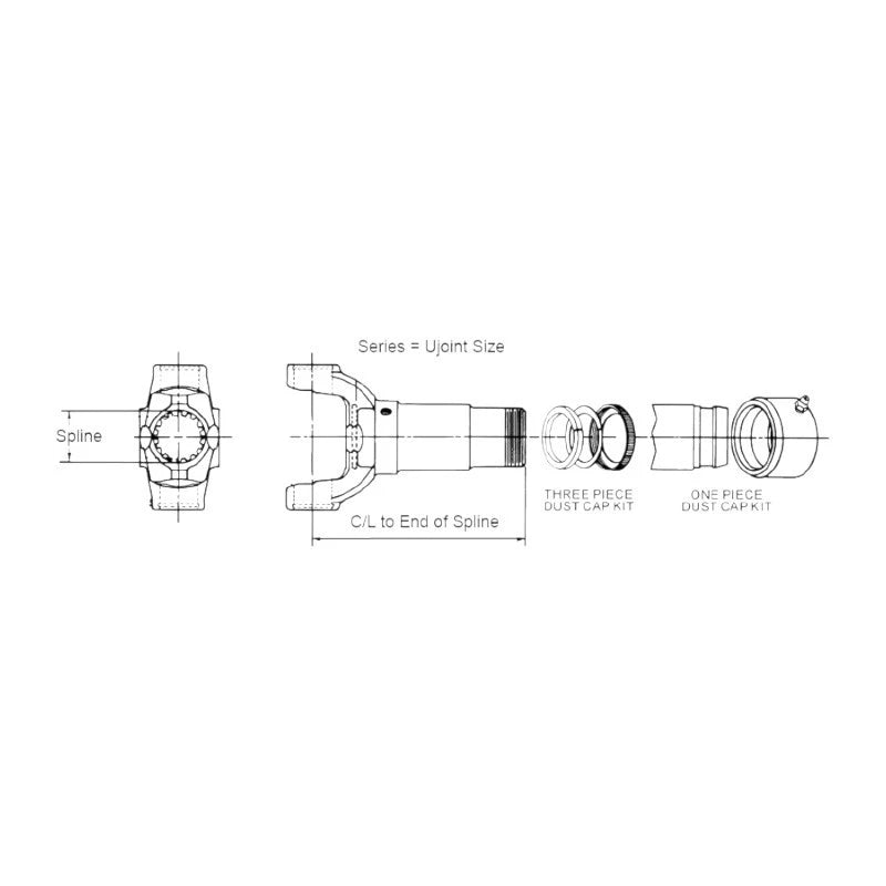 2X Slip Yoke 1330 Series 1.375" x 16 Spline for Automotive