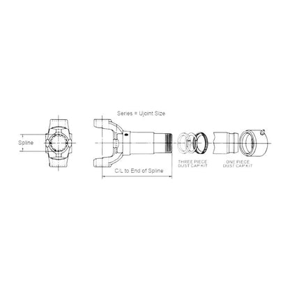 2X Slip Yoke 1330 Series 1.375" x 16 Spline for Automotive