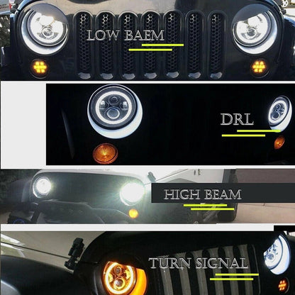 7" Round LED Headlight Projector Halo for VW Beetle (1967–1979)
