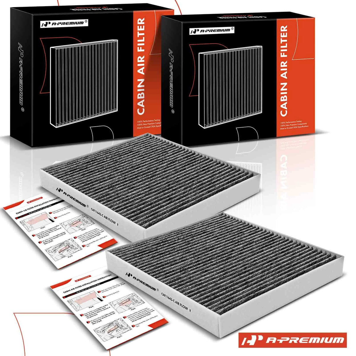2X Activated Carbon Cabin Air Filter for Audi A3 S3 Volkswagen Golf (2013–2020) - 5Q0819653, 5QD819653, CF11643