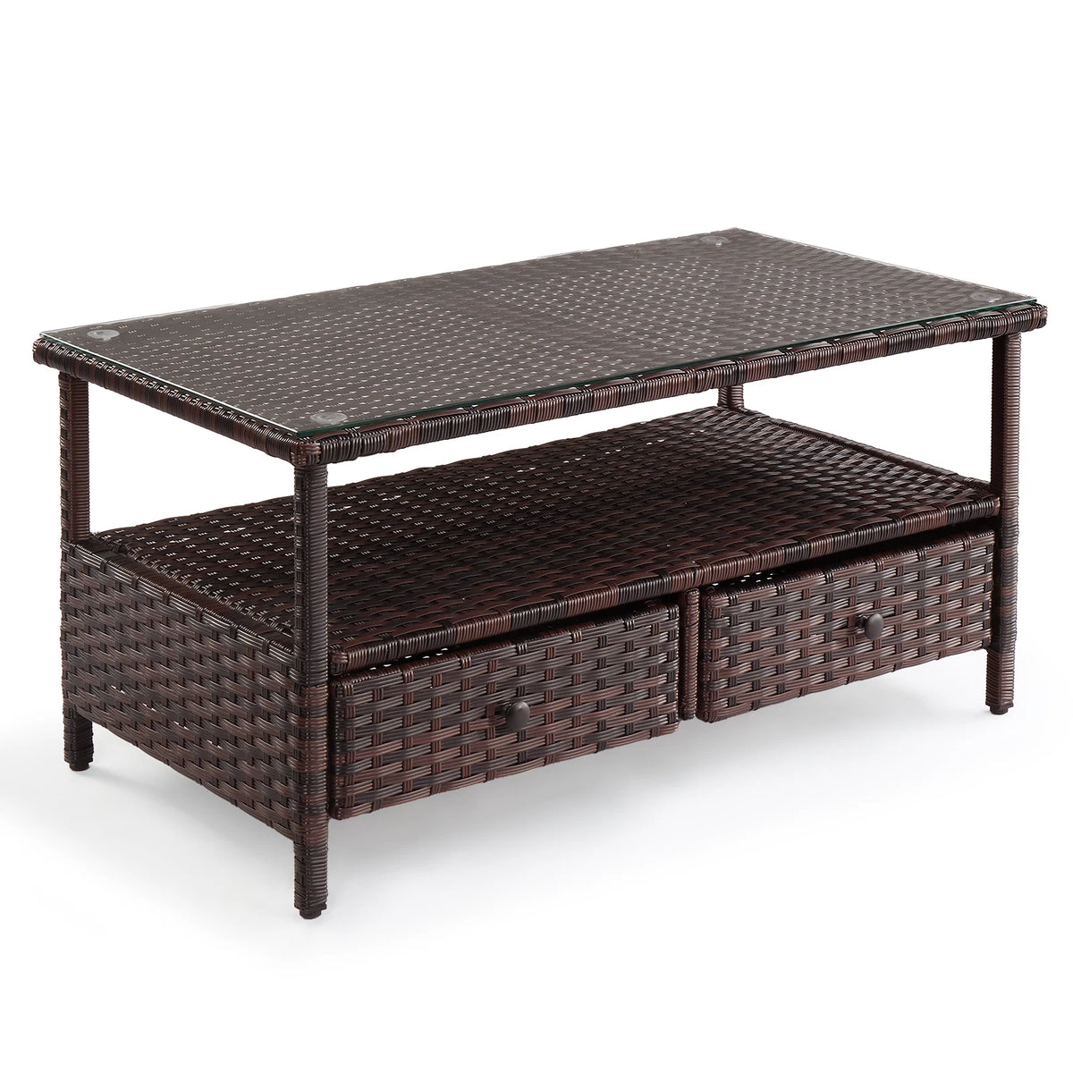 35in Wicker Side Table for Outdoor Patio Balcony (No Part Numbers)