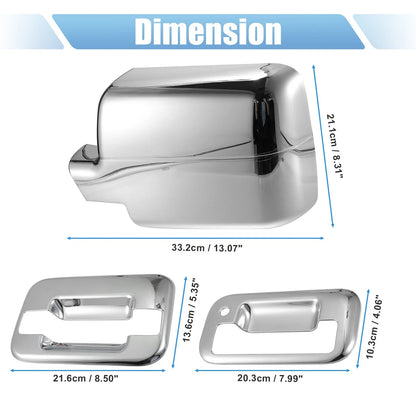 Set of 4 Chrome Mirror Covers & Door Handle Covers for Ford F-150 