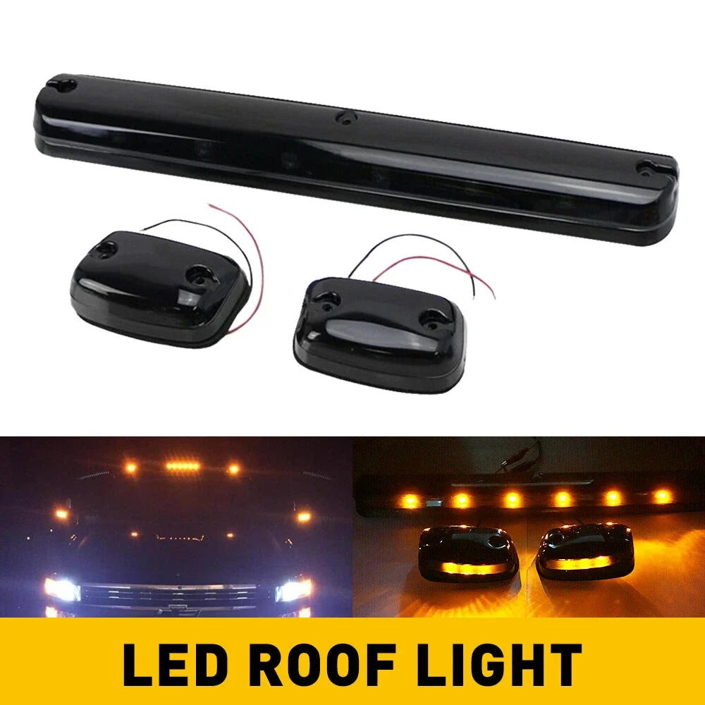 Smoked Lens Amber LED Cab Roof Light Kit for Chevy GMC 2500 3500 HD (2007–2021)