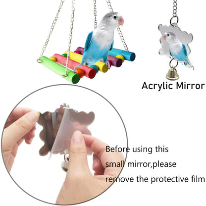8 Pcs Bird Toys for Parakeet Cockatiel Parrots Cage Accessories