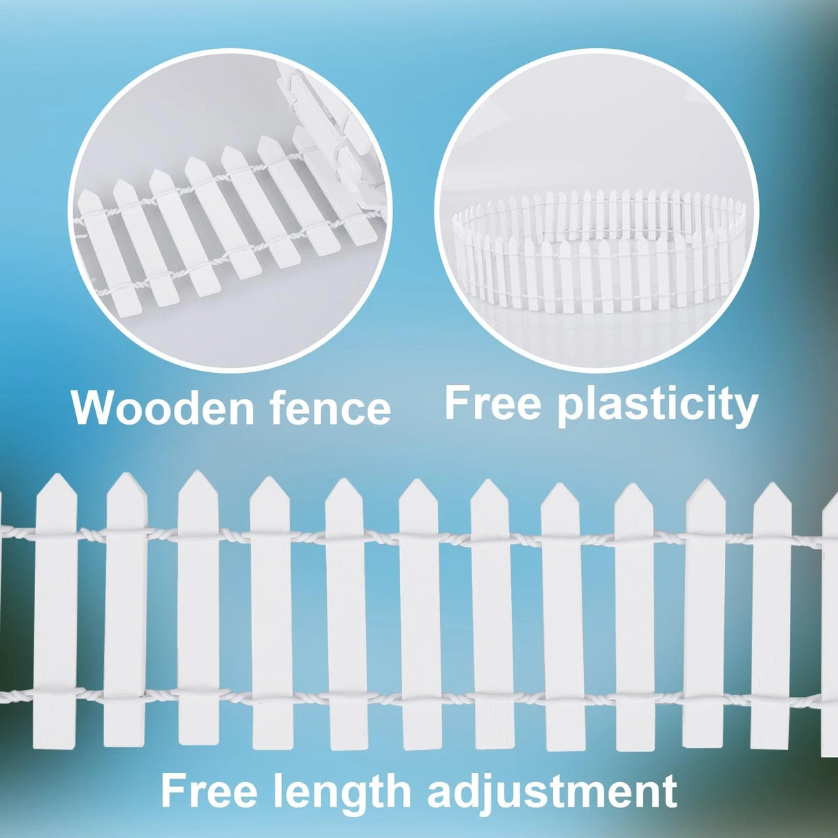 2X Mini Fairy Garden Fence for Decorative Picket (35.43in Long)
