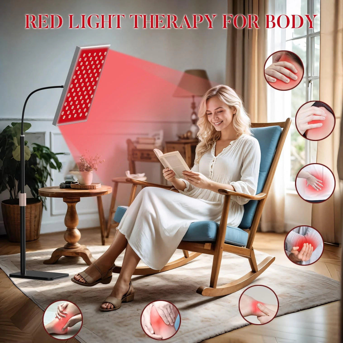 6X Red Light Therapy Panel Lamp with Stand for Body Face