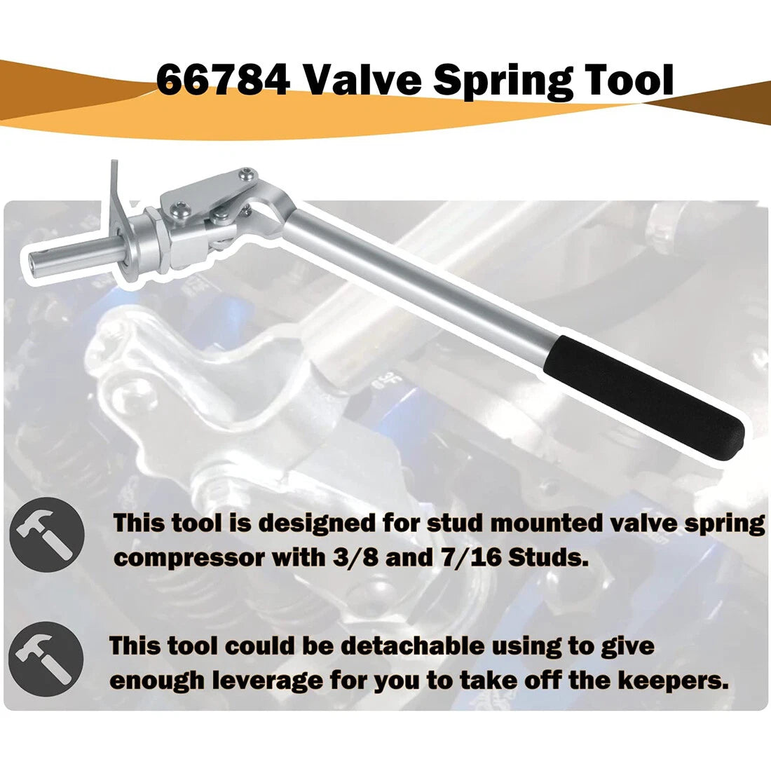 Stud Mount Valve Spring Compressor Tool for 3/8" & 7/16" Rocker Studs