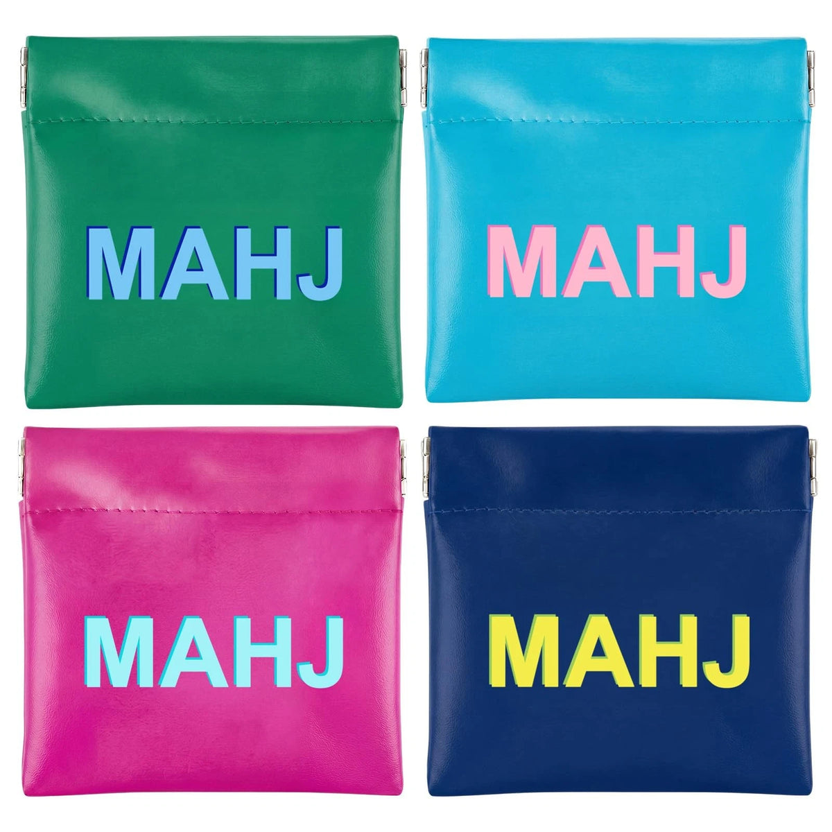 Mahjong Dice Bags Set of 4 Mini PU Squeeze Pouches 3.8 x 3.9 in