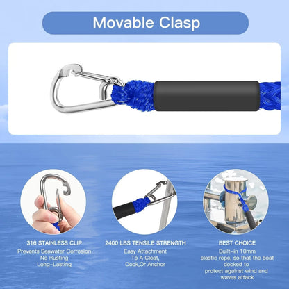 2X Boat Bungee Dock Lines for Jet Ski (4ft stretches to 5.5ft)