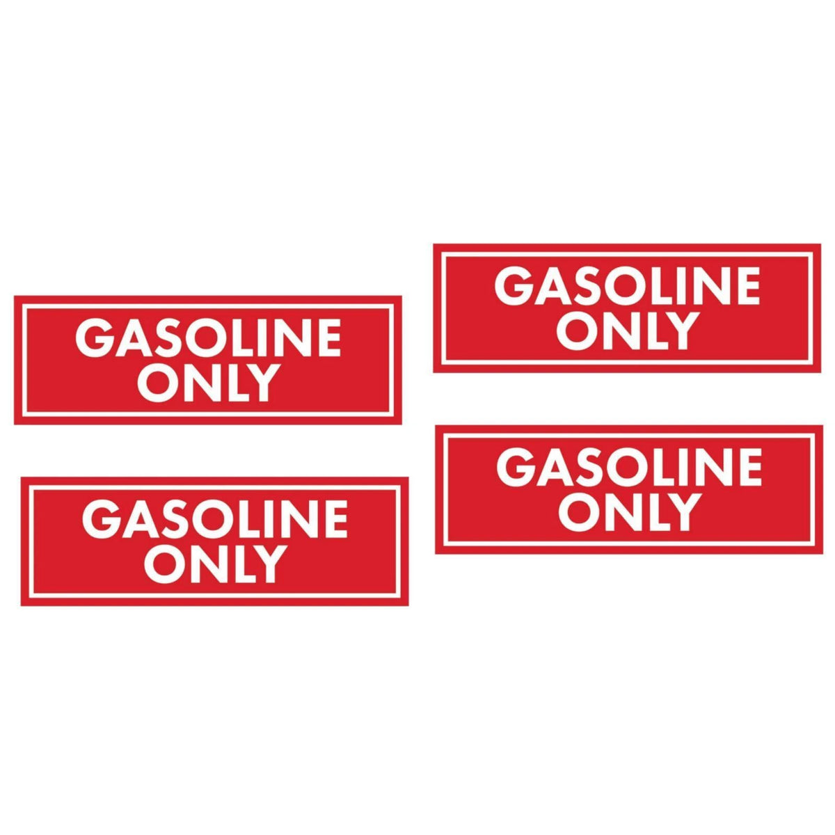 Set of 4 Gasoline Only Warning Stickers for Fuel Caps (2" x 6")