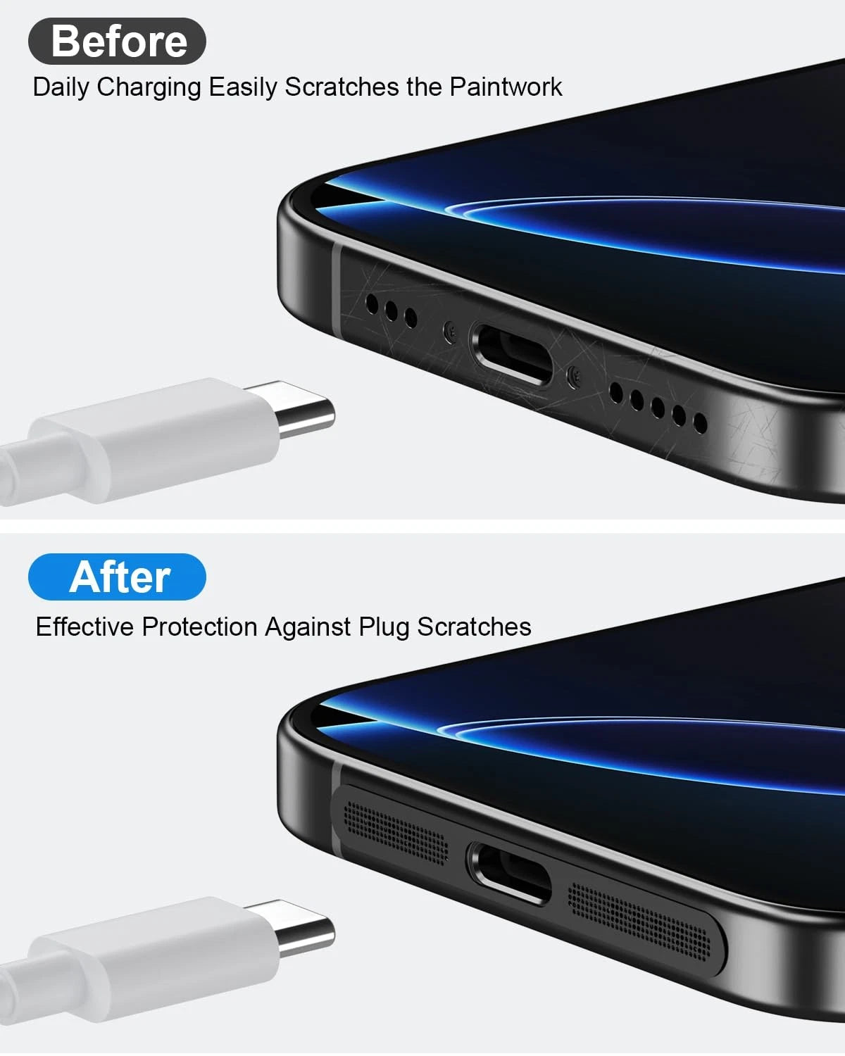 4X USB C Dust Plug for Type C Devices - Black Charging Port Cover