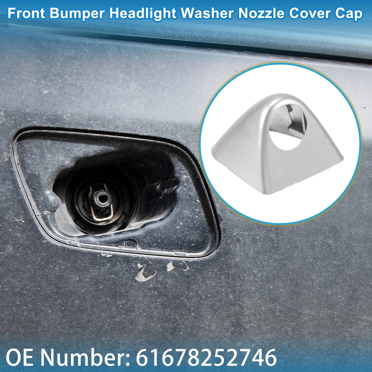 Washer Nozzle Cover Cap No. 61678252746 for BMW X5 (2000–2006) Silver Tone