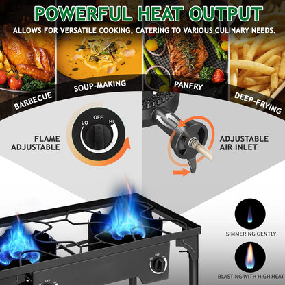 2X Outdoor 150000 BTU Propane Double Burner Stove Portable Cooker BBQ Grill