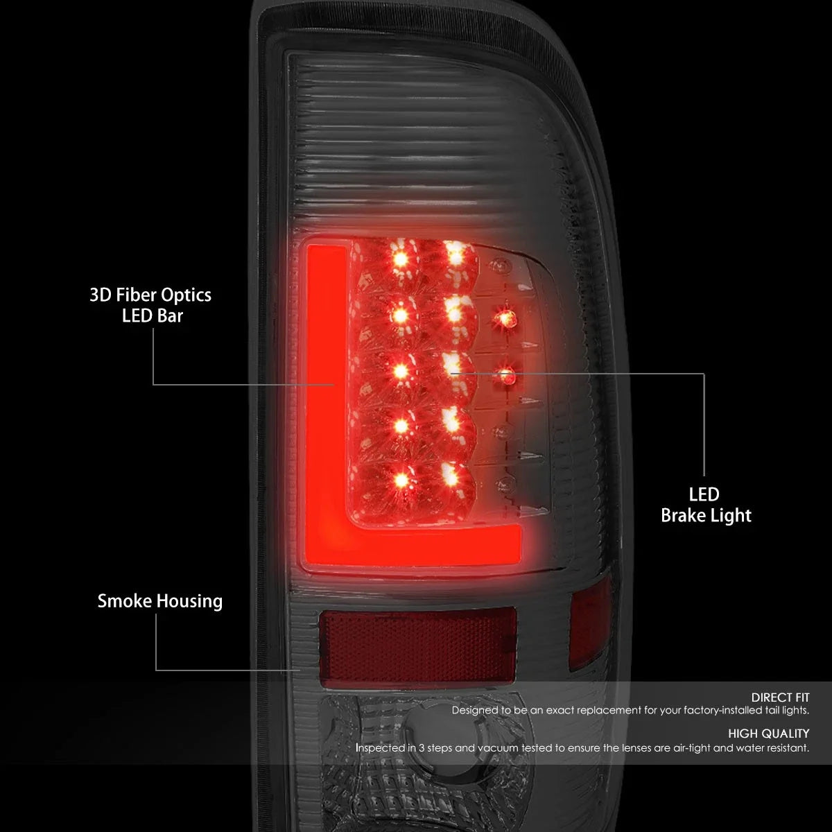 3D LED L-Bar Tail Brake Light Lamp for Ford F250 F350 Super Duty (2008–2016)