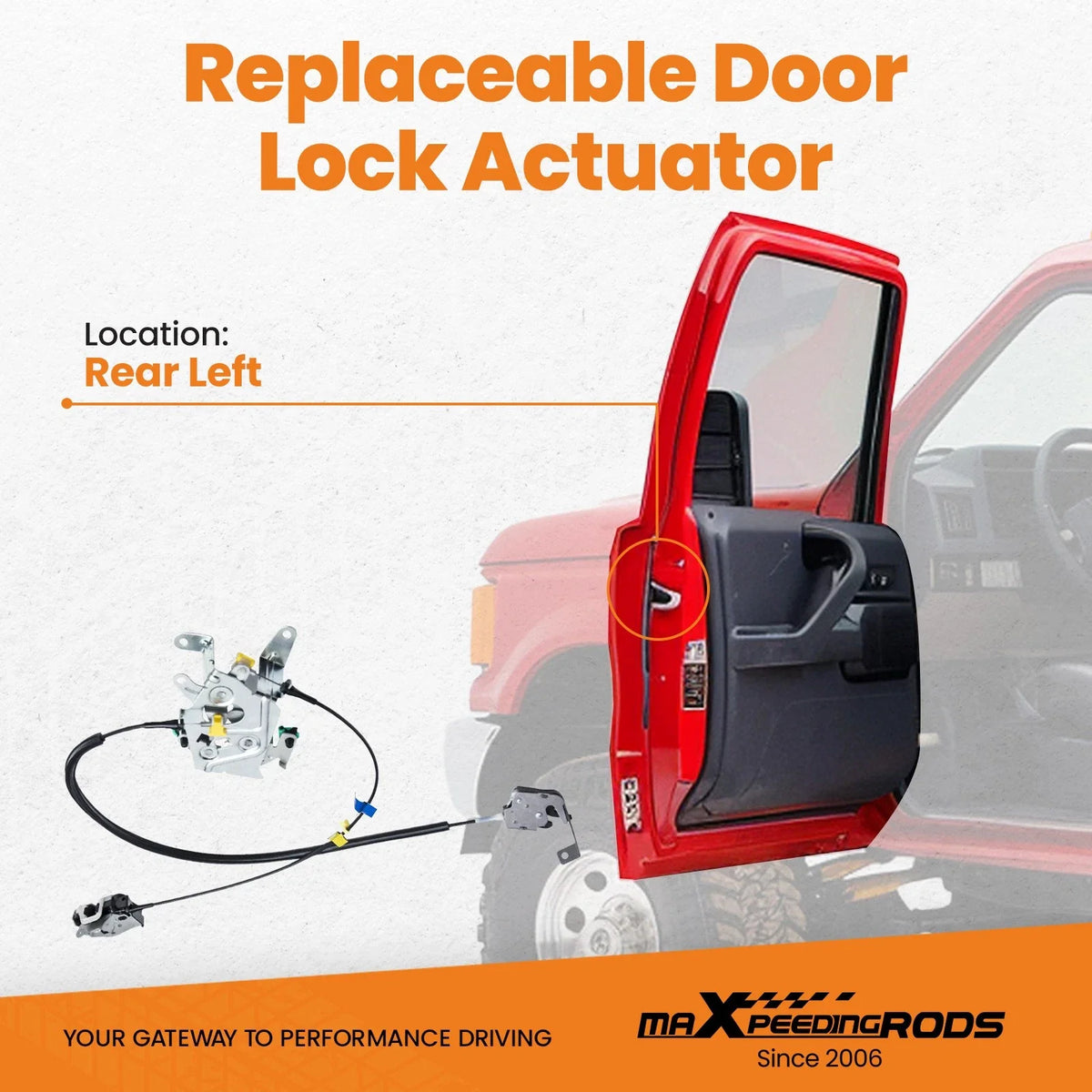 1 Rear Driver Side Door Lock for Ford F-450 Super Duty (1999–2007) 6C34-28218B05-AA