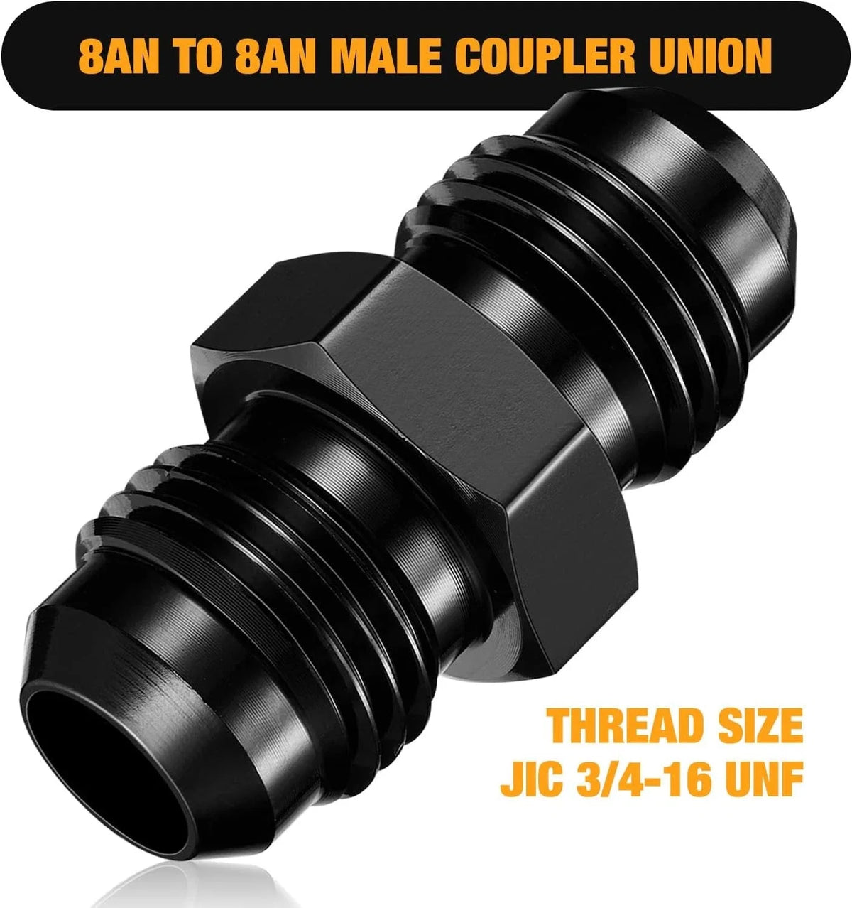 2-Piece 8AN Male Flare Coupler Adapter for Vehicle Fluid Hose