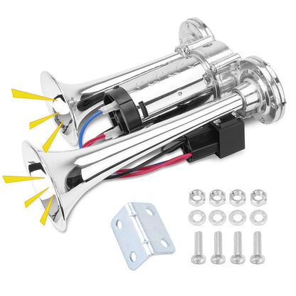Dual Trumpet Air Horn for Universal Vehicles (12V) - Super Loud 600DB