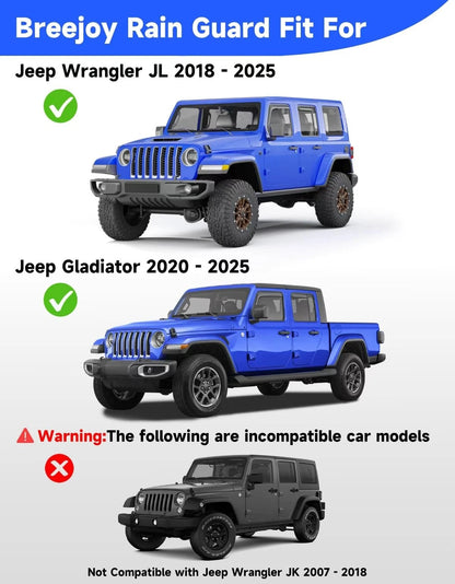 4X Window Rain Guards for Jeep Wrangler JL & Gladiator (2018–2026)