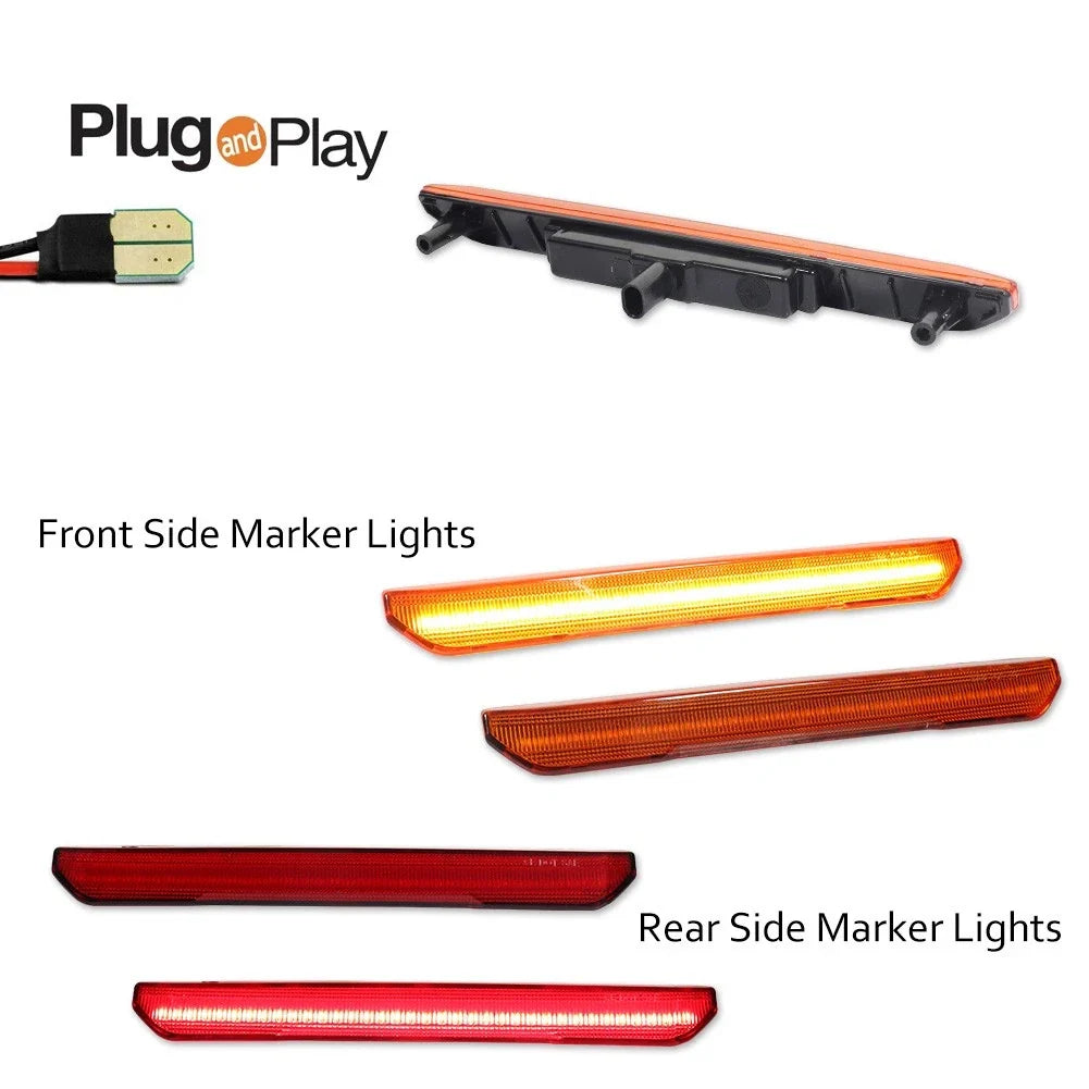 Set of 2 LED Front Amber & Rear Red Side Marker Lights for GMC Sierra 2500 3500 (2020–2024)