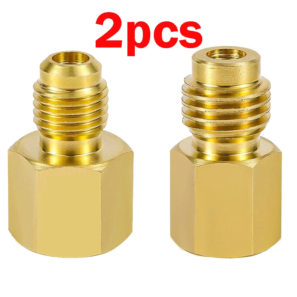 2X Brass Refrigerant Tank Adapters R134A to R12 for AC Systems