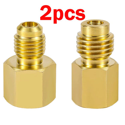 2X Brass Refrigerant Tank Adapters R134A to R12 for AC Systems