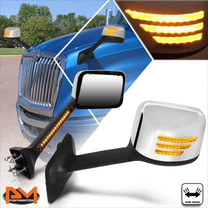 Sequential LED Signal Hood Mirrors for International Harvester HV607 HV613 (2018–2024)