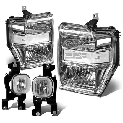 Chrome Clear Headlight + Turn Signal Lamp + OE Bumper Fog Light for SuperDuty (2008–2010)