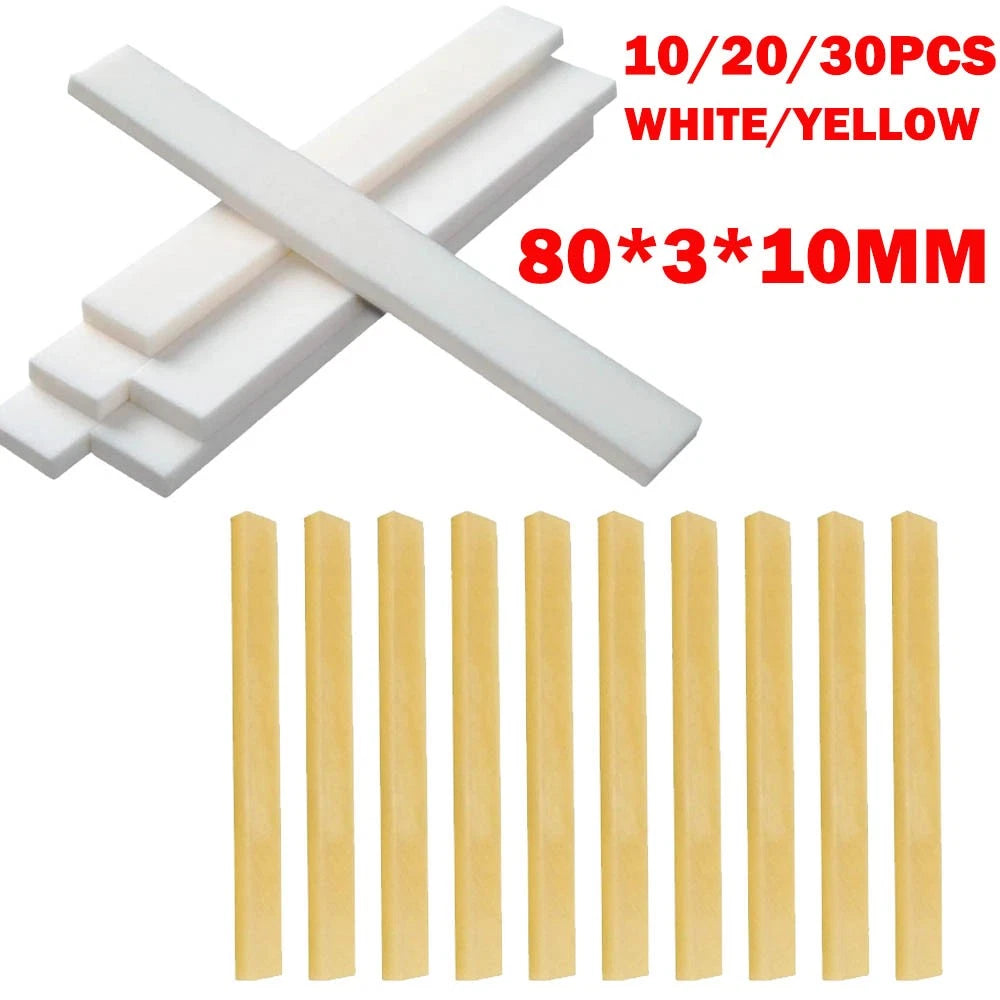 10 Pcs Blank Yellow Bone Saddle Guitar Nut 80x3x10mm for Luthier