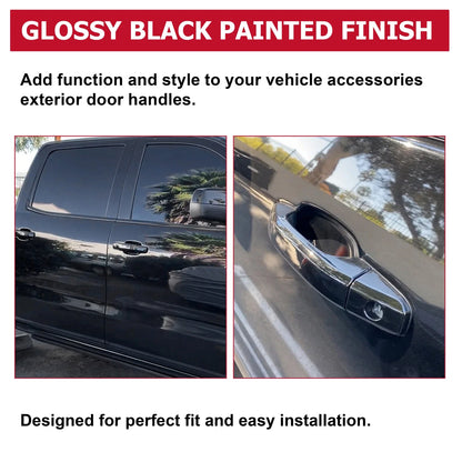 Set of 4 Door Handles for Silverado Sierra (2014–2019) Gloss Black Painted
