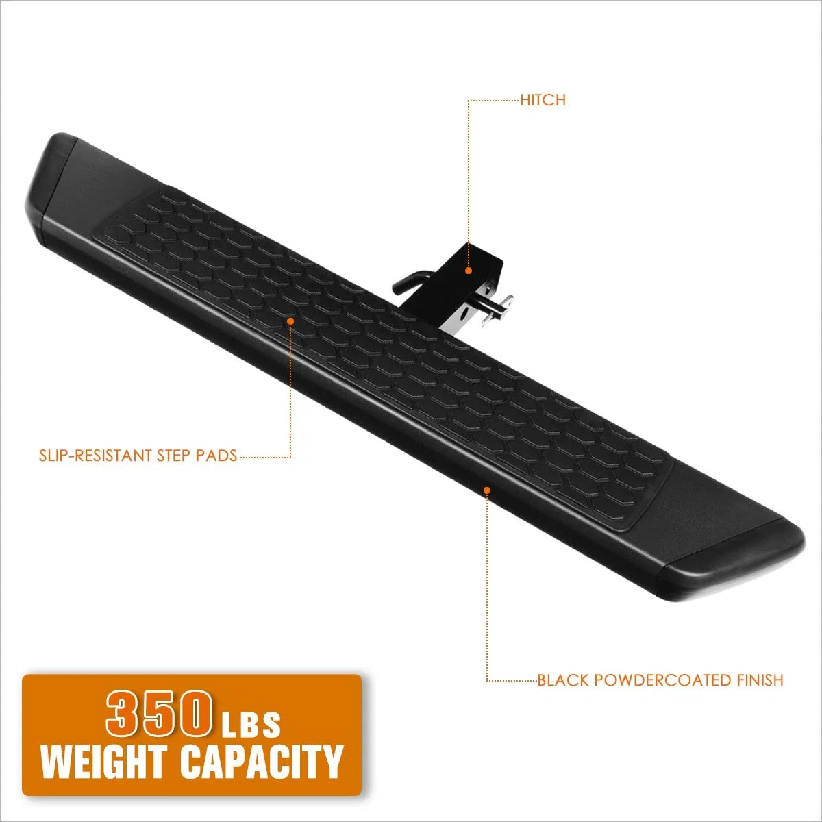 Flat Trailer Towing Hitch Step Bar for Universal 2" Receiver (36"W x 5.5"L)