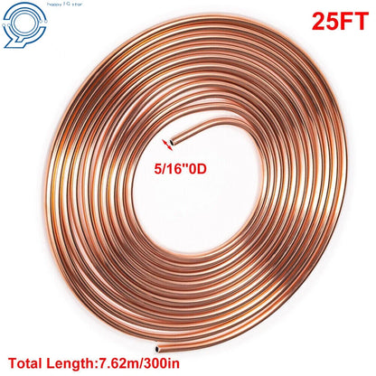 25 Ft Copper Brake Fuel and Transmission Line for Cars (Universal)