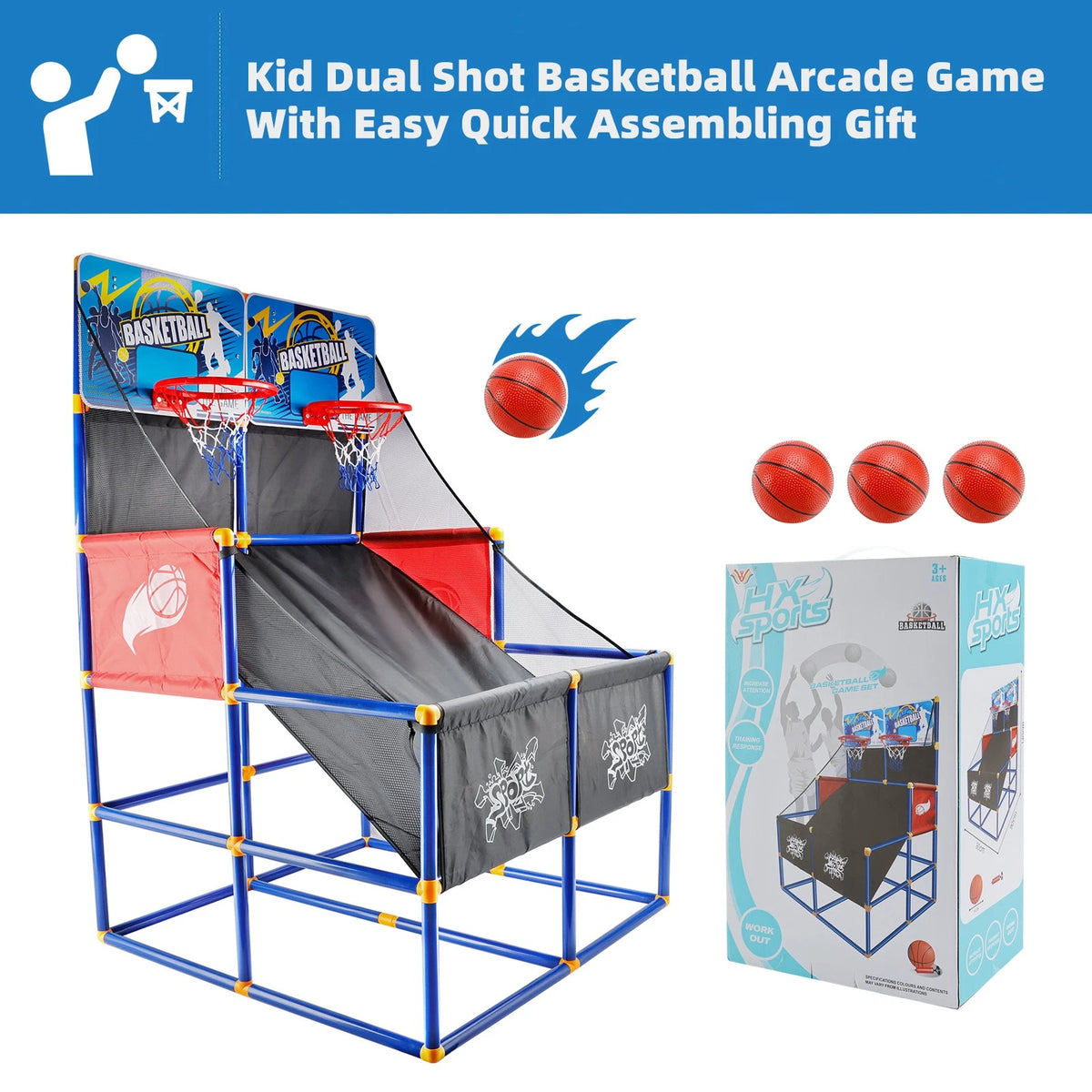 Dual Shot Basketball Arcade Game for Kids - T034-001