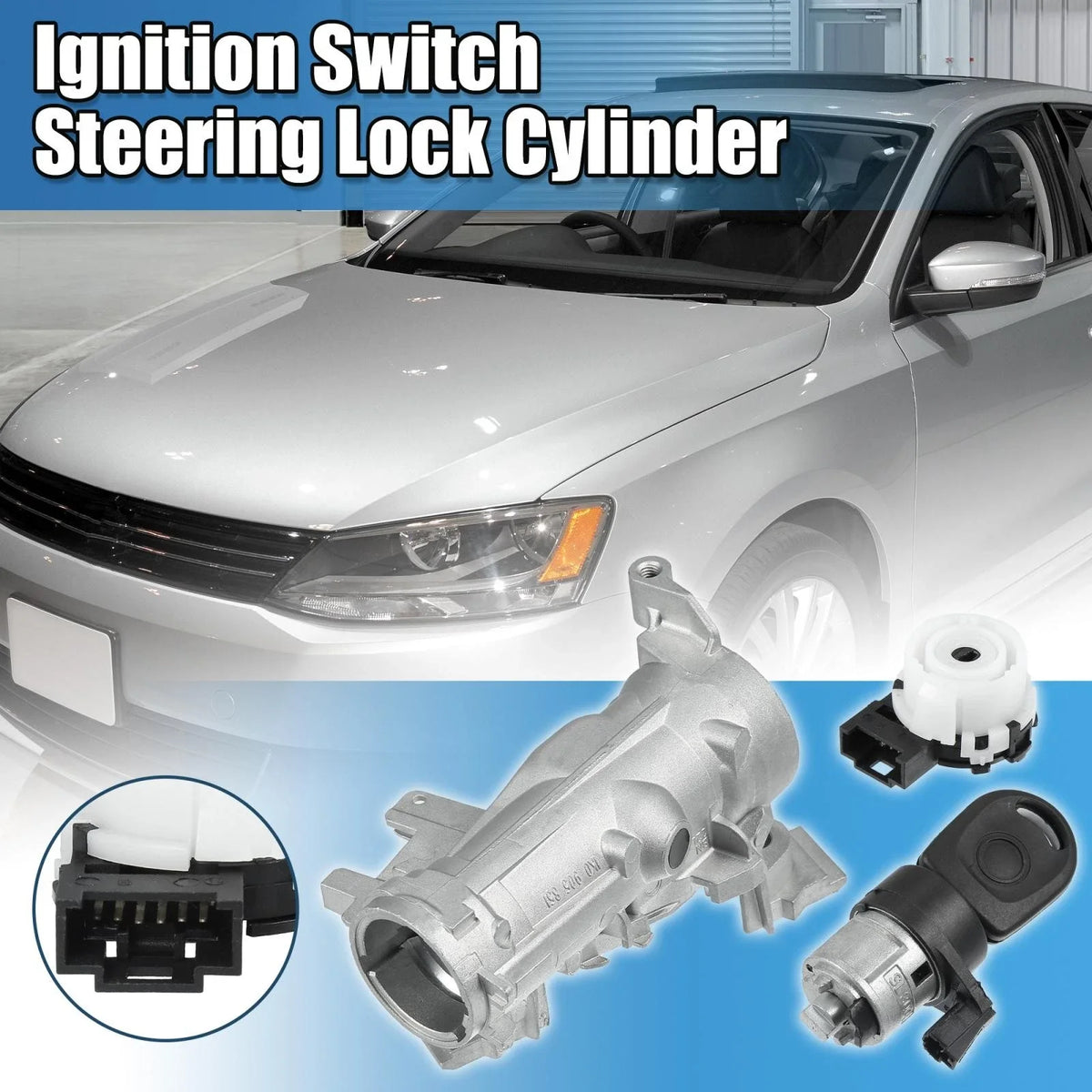 Set of 1 Ignition Switch Steering Lock Cylinder with Key 1K0905851B for VW Audi (2000–2023)