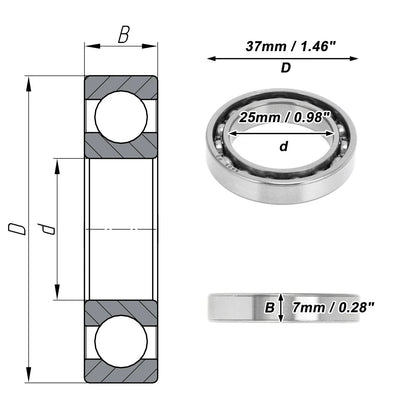 Deep Groove Ball Bearing P0 for Scooter Skateboard Wheel (25x37x7mm)