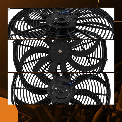 2X Slim Electric Cooling Fans 16" 120W 12V Universal Fitment
