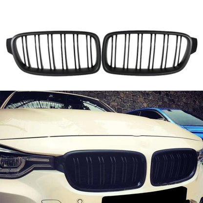 2X Matte Black Front Kidney Grille for BMW 3-Series F30 F31 F35 (2012–2014) 2045YF084
