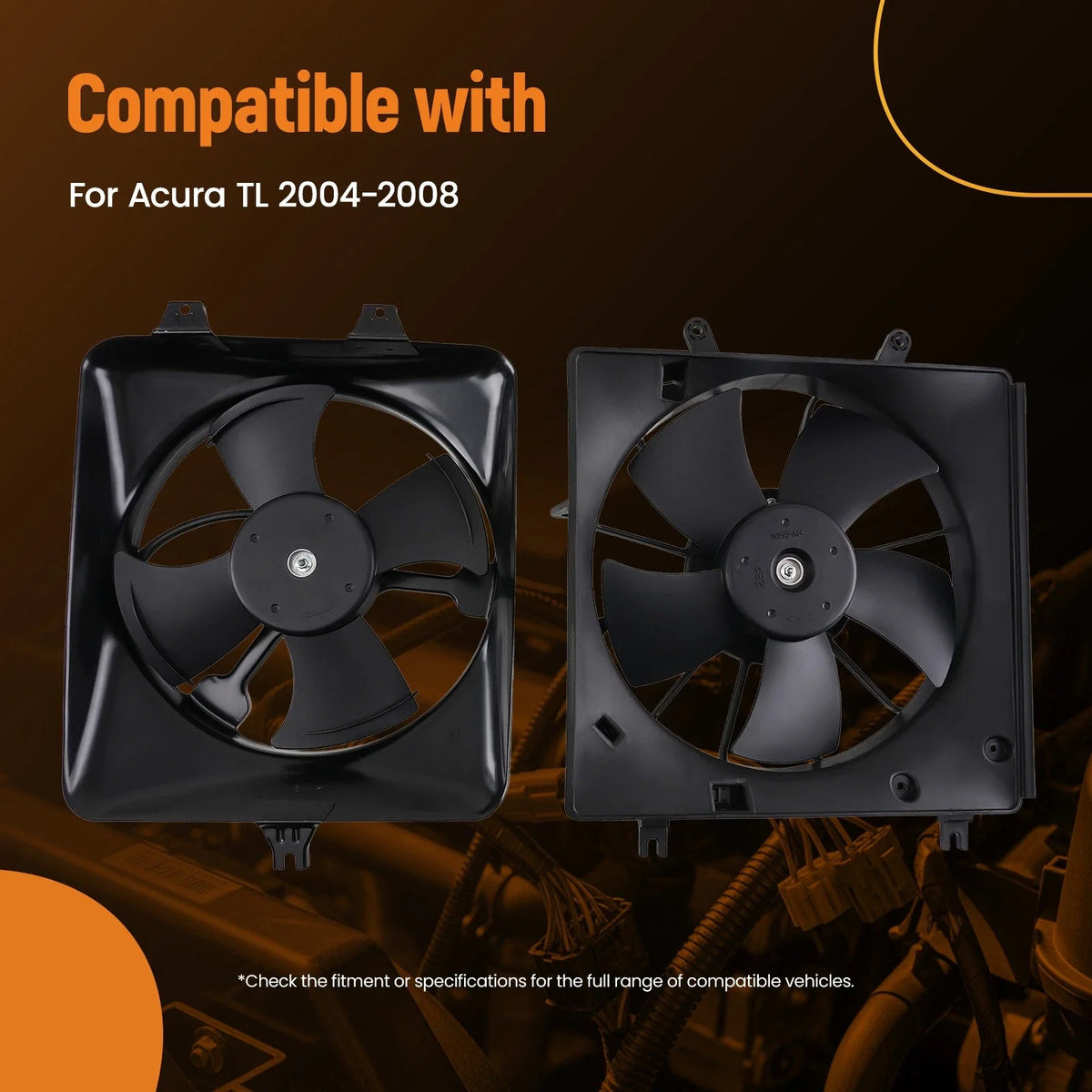 Pair Radiator & AC Condenser Cooling Fan for Acura TL (2004–2008) 19030RDAA02 14508423
