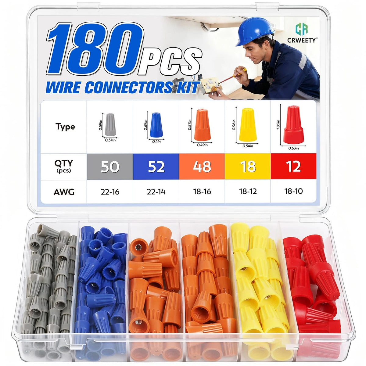 180 PCS Wire Connectors for Automotive Use (Assorted)
