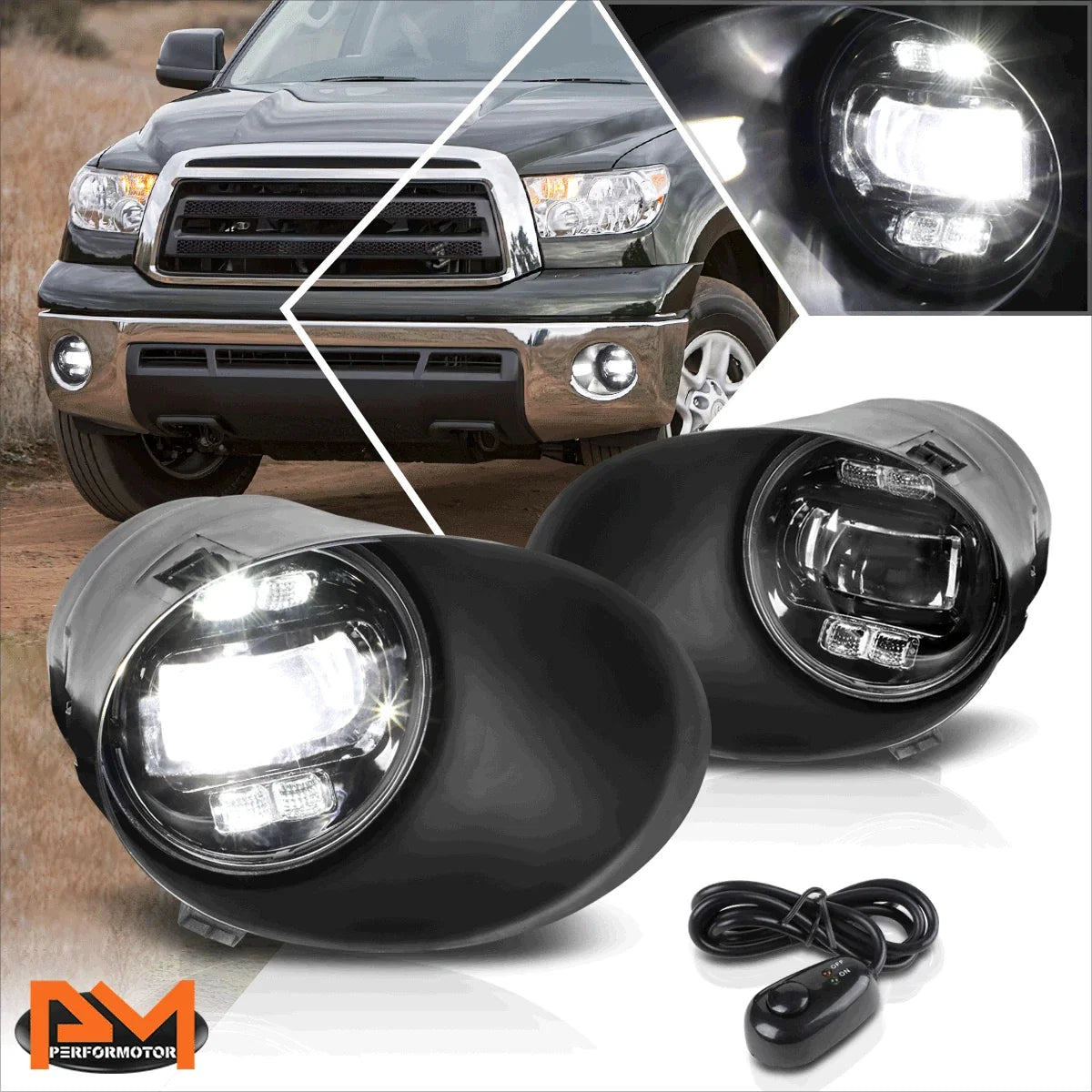 Clear Lens LED Projector Fog Lights for Toyota Tundra (2007–2014)